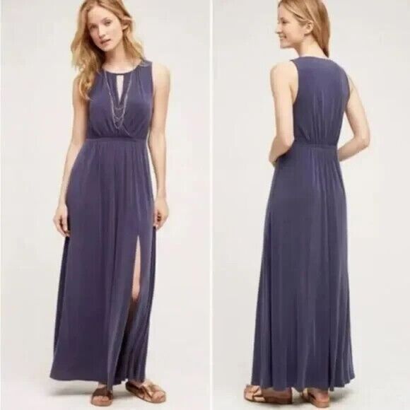 Anthropologie Dresses & Skirts - Moulinette Soeurs Sanna Maxi Dress Size Medium M Blue Sleeveless Stretch Keyhole